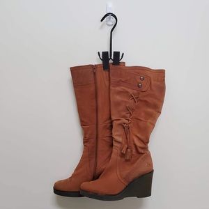 BRONX Brown Fringe Tall Boots